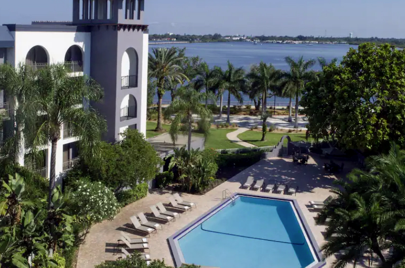 pool with riverfront view at Courtyard Bradenton