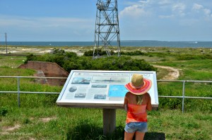 Fort Morgan visitor on the self-guided tour