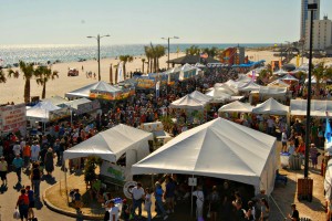 Food tents along the beach at the National Shrimp Festival in Gulf Shores