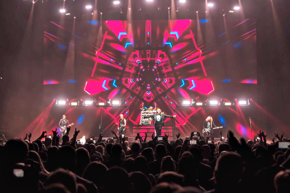 English rock group Def Leppard in concert. The group is one of the headliners at the fifth annual Fort Rock Festival.