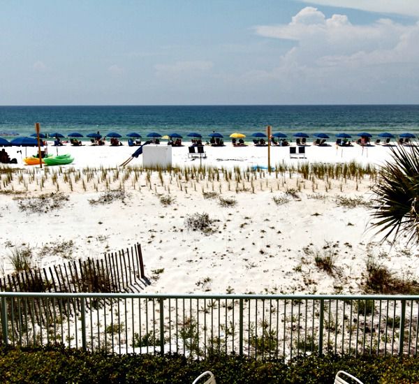 Beach is directly in front of Pelican Isle Condos in Fort Walton Florida