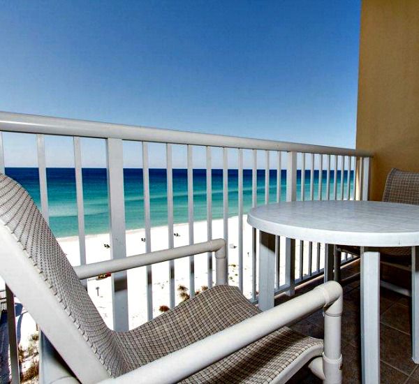 Gulf-front balcony at Waters Edge Condos in Fort Walton FL