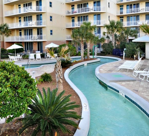 Lazy River winding through the grounds at Waterscape Resort in Fort Walton Beach