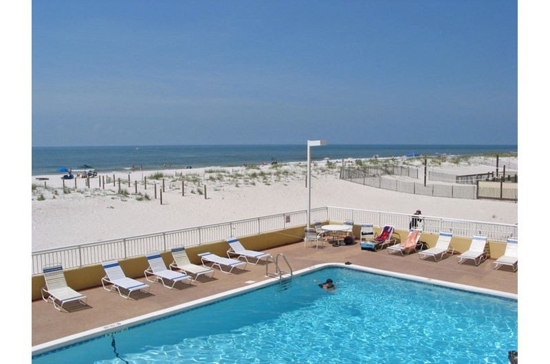 Beautiful beachfront pool at Driftwood Towers Gulf Shores