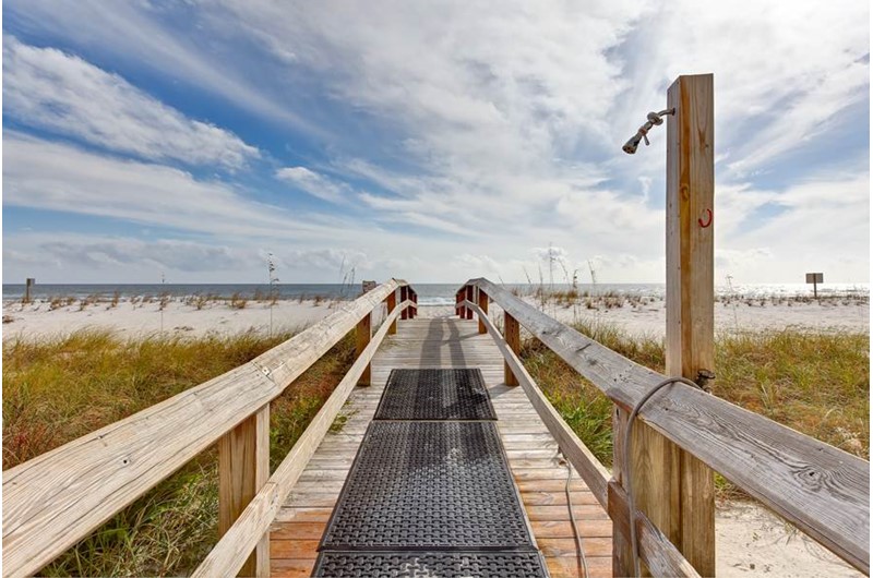 This convenient boardwalk offers easy access to the beach at the Lighthouse Gulf Shores.