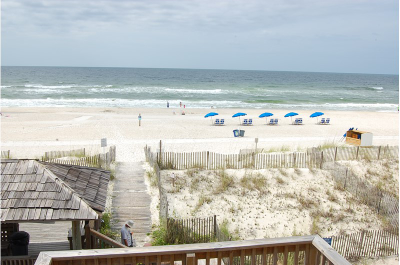 Beautiful view of the sand and Gulf from The Beach Front Condos in Gulf Shores Alabama