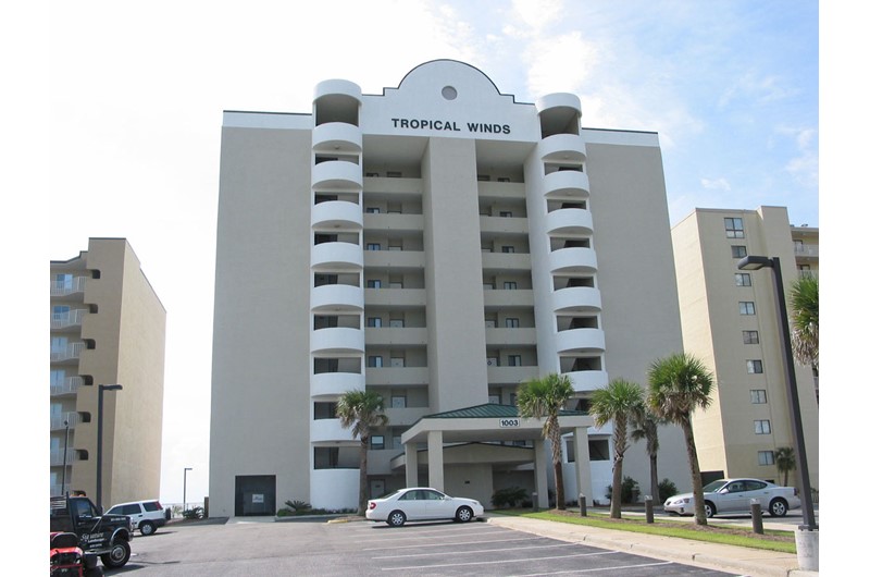 Exterior view from the street at Tropical Winds Gulf Shores AL