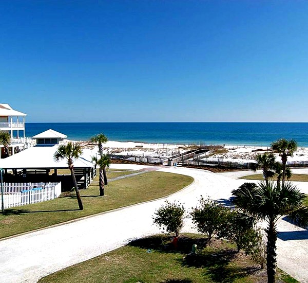 Panoramic view of the beach from Hayley House one of the Orange Beach Vacation Homes