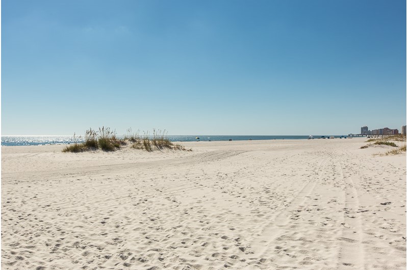 Nice white sand beach at Phoenix VII in Orange Beach Alabama