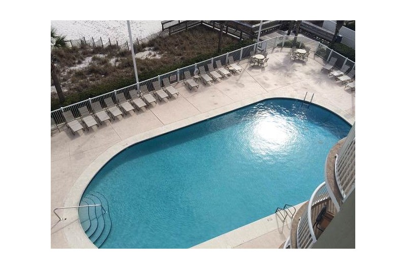 view of the pool from the balcony at Tradewinds Condominiums in Orange Beach Alabama