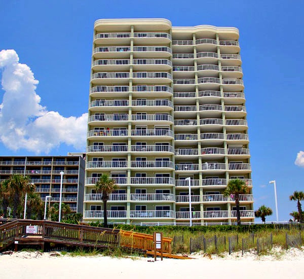 View as seen from the beach of TradeWinds Condominiums in Orange Beach Alabama 