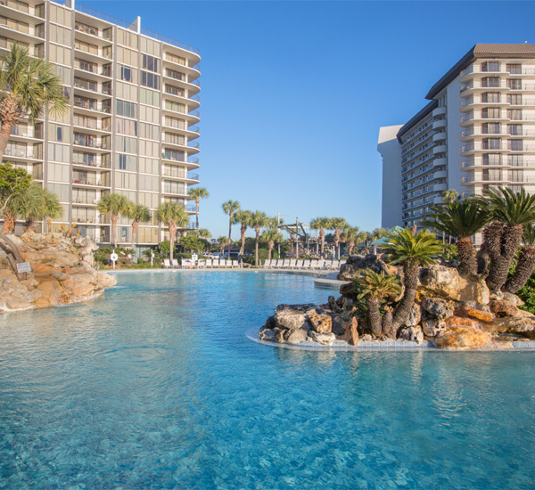 Lagoon-style swimming pool at Edgewater Beach and Golf Resort in Panama City Beach FL