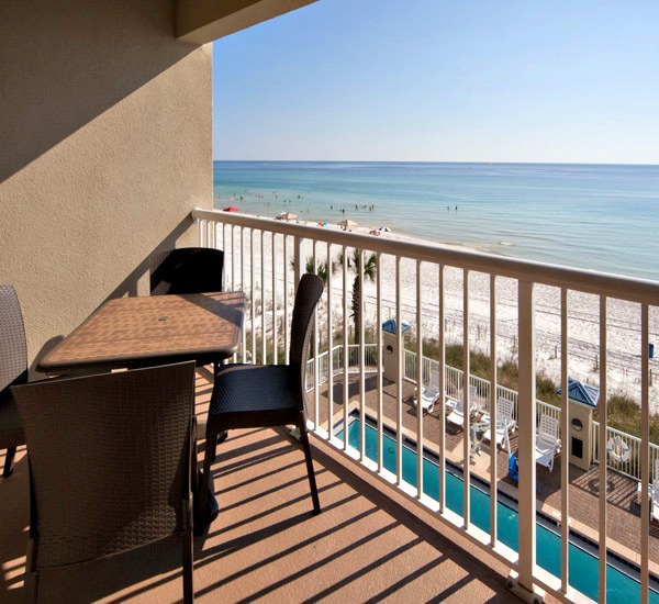Beachfront balcony view of the Gulf of Mexico at Holiday Inn Club Vacations in Panama City Beach Florida