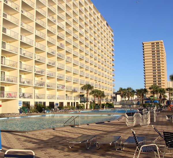 Huge pool area at Summit Beach Resort in Panama City Beach Florida
