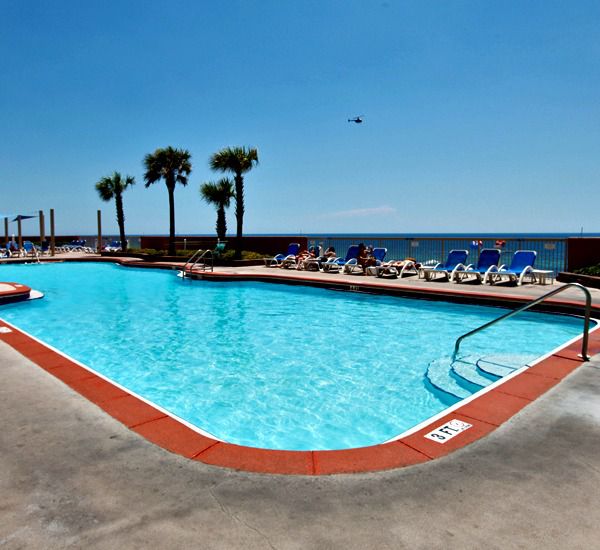tons of room around the large pool at Sunrise Beach Condominiums   in Panama City Beach Florida