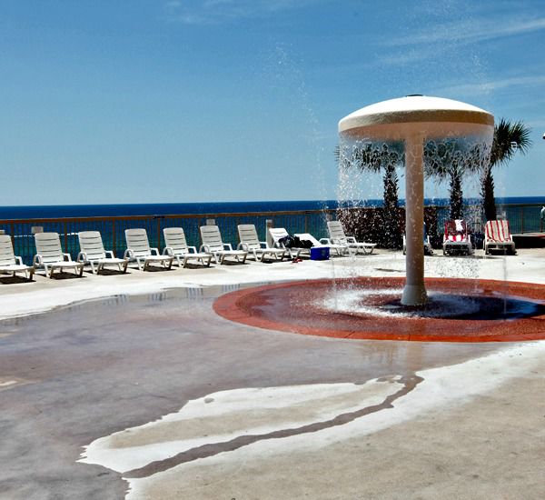 The kids will enjoy the splash area at Sunrise Beach Condominiums   in Panama City Beach Florida