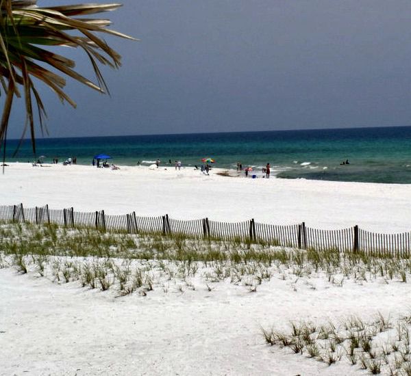 Beach view from dunes at the Sans Souci in Pensacola Beach.