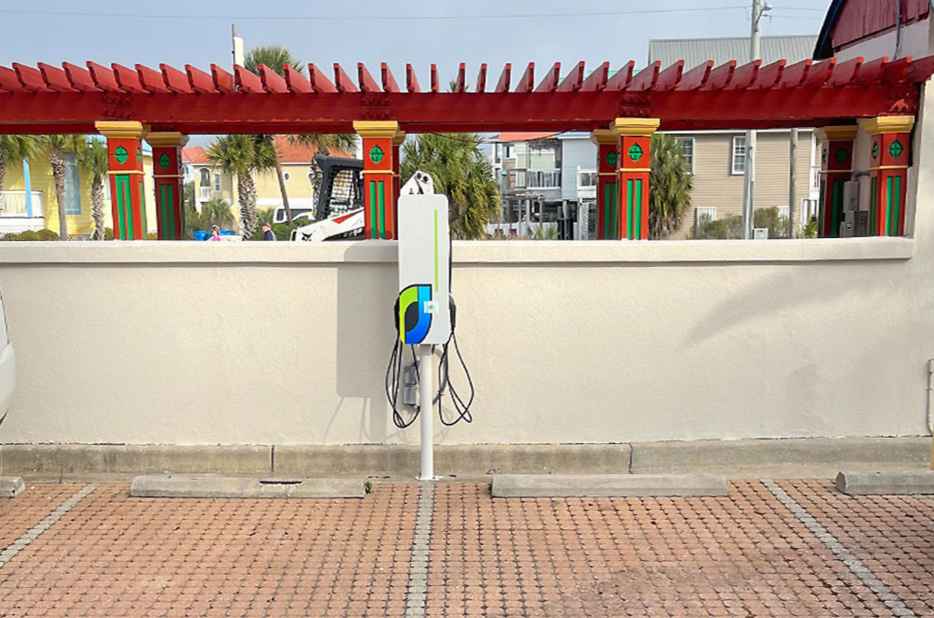 Electric vehicle charger in the parking lot 