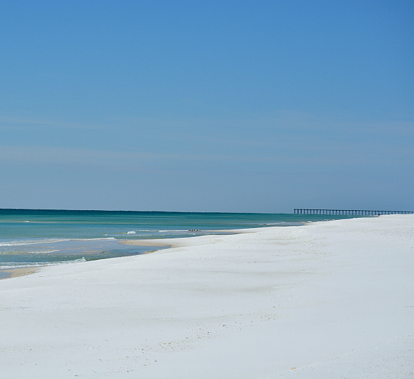 White sand beach at Villas on the Gulf in Pensacola Beach Florida.